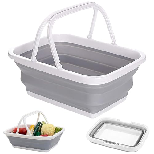 Seau Pliable, Panier Pliable Camping et Maison - Bassine Retractable, Lavage, Stockage Léger -...