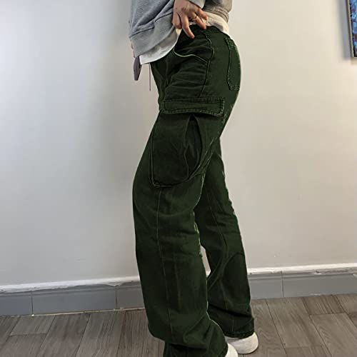 High Rise Boyfriend Jeans for Women Y2K Baggy Straight Wide Leg Cargo Jeans Denim Pants Streetwear with Pockets3