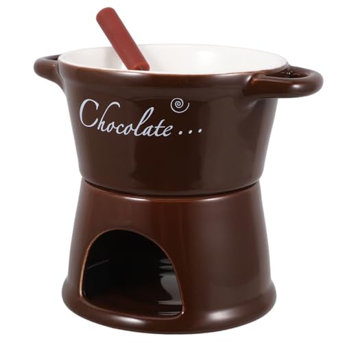 GRADENEVE Fondue De Cerámica para Chocolate y Olla Derretir Chocolate para Celebraciones y Reuniones Familiares Set De Fondue Tenedores Diseño De Limpiar y Usar