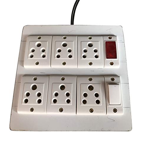 Image of Electric Extension Wooden Board (1 Meter 3Core Wire) (6 Socket 1Switch 1 Indicator-6x8x1.5)