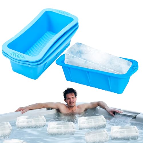 4 Pcs Silicone-Reusable-Coolers Foldable Large Ice Cube Tray - Easy Release Silicone Trays, Big Ice Cube Molds for Freezer, Make 4.5 lbs of Ice Cubes for Ice Bath Tub, Cold Plunges
