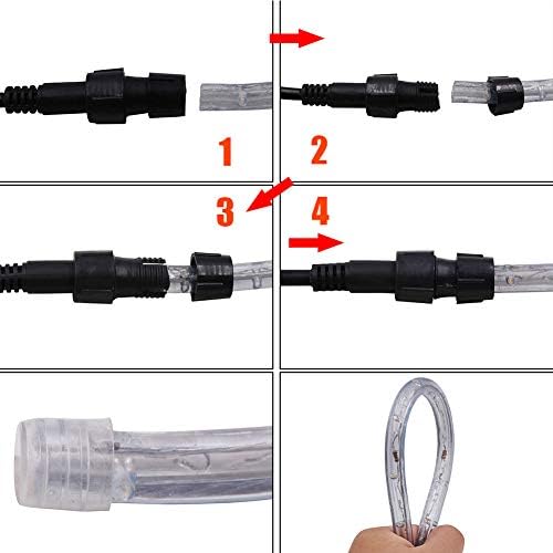 XUNATA 6.6ft 2-Wire Waterproof LED Rope Light Kit,110V-120V PVC 30 LED/M Tube Lights Strip for Background, Outdoor, Christmas, Home Decoration(Warm White) - 5