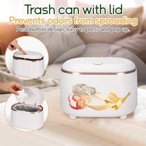 Mini caneca de basura para escritorio con tapa miniatura 4