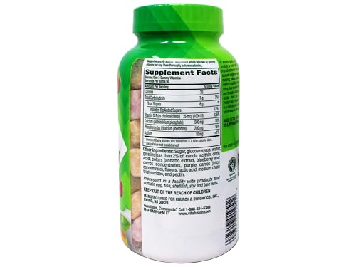 VitaFusion Calcium 500 mg Dietary Supplement Gummies Natural Fruit and Cream Flavors - 100 ct, Pack of 2 - Image 6