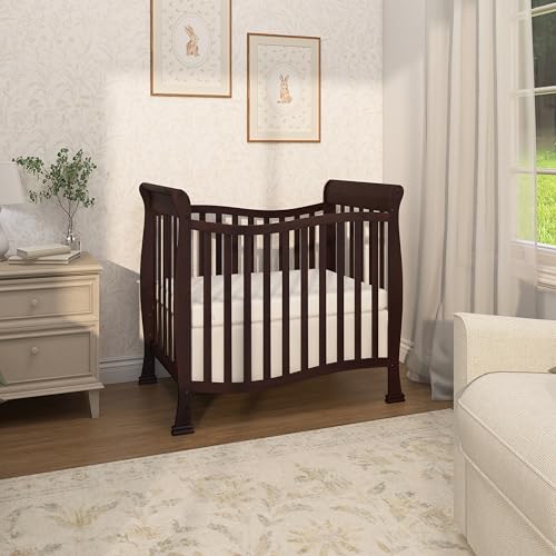 Dream On Me Violet 4-in-1 Convertible Mini Baby Crib in Espresso, Pinewood, 1” Mattress Pad, 3 Mattress Heights, Converts to Mini Day Bed & Twin-Size Bed, GreenGuard Gold & BSA Certified - image 9