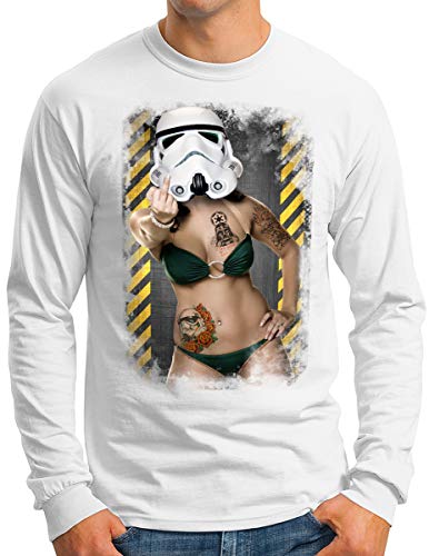 T-shirt manches longues homme OM3 FCK-You-Trooper blanc XL