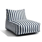 Gutekissen® Sitzsack Erwachsene XXL - Outdoor Sitzkissen Wetterfest - im Streifen-Design - bequemer Loungesessel für Terrasse, Balkon, Garten & Patio, UV-beständig - 72x102x65cm (Blau)