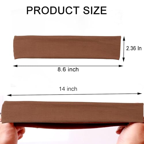 12PCS Headbands for Women Non Slip - Fashion Elastic Sports Hair Bands for Women’s Hair - Soft Cotton Cloth Stretchy Headbands for Girls for Yoga Workout Exercise Running Sports - Thumbnail 2