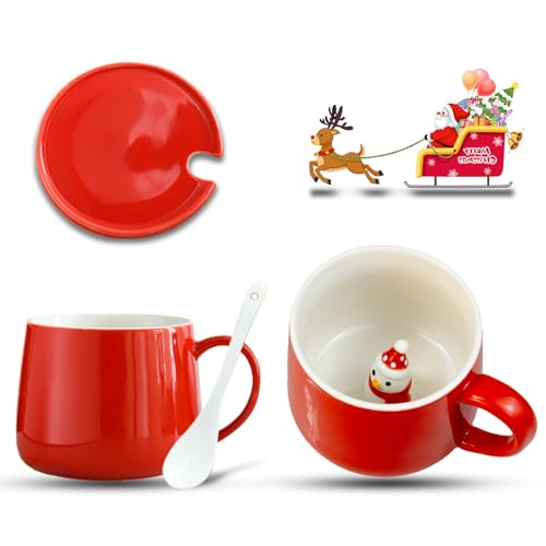LIHIQIYA Taza 3D Navidad Tazas, Tazas Navideñas, Taza de Café de Cerámica Taza de Té con Figura en El Interior, Taza Originales Navidad Regalos para Amigos Esposa y Mujeres (Muñeco de Nieve)