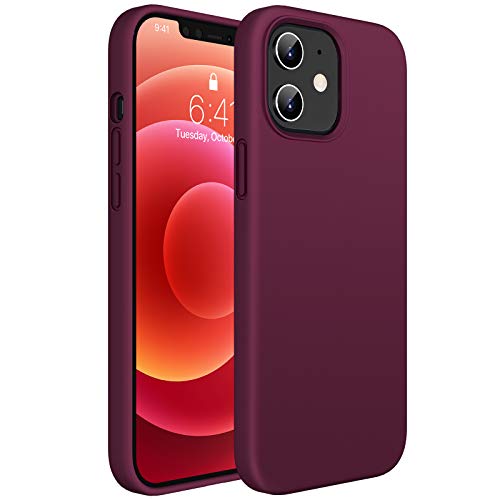 Miracase Compatible with iPhone 12 Case and iPhone 12 Pro Case 6.1 inch(2020),Liquid Silicone Gel Rubber Full Body Protection Shockproof Drop Protection Case(Wine Red)