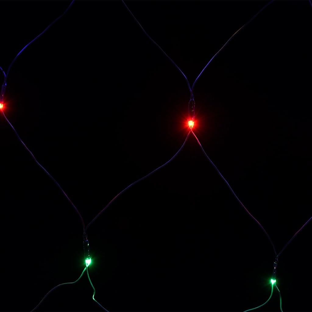 Weihnachts-Lichternetz Mehrfarbig 3x3 m mit 306 LEDs, energiesparend, PVC Material, 5 m Verlängerungskabel, 8 Lichtfunktionen, IP44 wasserfest für Innen und Außen
