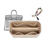 Sac Organisateur doublé Sac de Rangement Sac de Rangement insérer Sac cosmétique Portable for Hermes Birkin 25/30/35(Beige B,Birkin35)