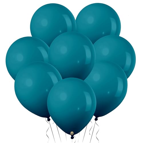 Image of AFTERLOON Natural Rubber Latex Mini Balloons 50 pcs Bermuda Blue 5 Inch, Plastic-Free Alternative Matte Color Durable Thickened Extra Strong Helium Float, Baby Shower Garland Arch Wedding Decorations