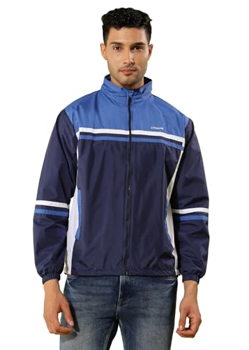 Image of Dollar Men's Polyester Colourblock Windcheater Jacket With Zipper Pockets