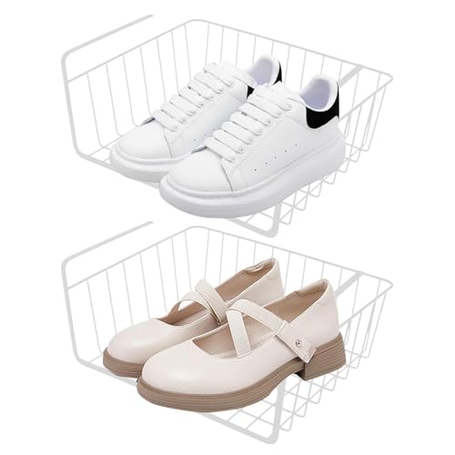 Cesta de almacenamiento para debajo del estante | Cesta de cocina de acero inoxidable Organizador de estantería | Organizador de estante inferior para gabinete, despensa, armario de cocina, mostrador