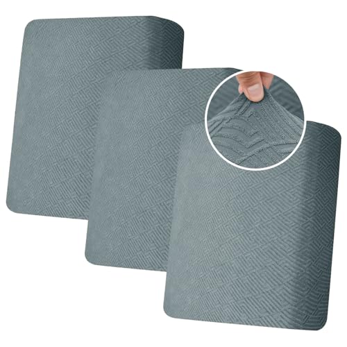 ZNSAYOTX Stretch Individual Cushion Covers Sofa Cushion Couch Seat Covers Slipcovers Soft Replacement Unique Pattern Furniture Protector with Elastic Bottom (Light Gray, 3 Pcs XL Cushion Covers)