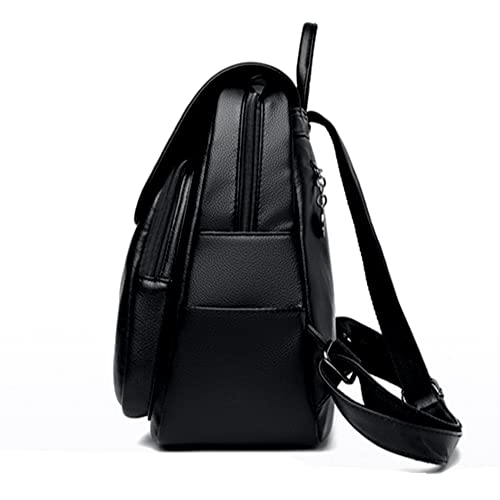 Mochila feminina PU couro macio YYXB-807 (Preto)