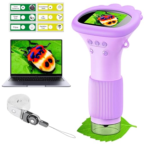 Image of WINWEND Kids Microscope Pocket Microscope -1000X Portable Microscope for Kid | Photo and Video Mini Microscopes | 2'' Digital Little Scientist Microscopes for 3-10 Age Years Old Boys Girls Toys Gifts