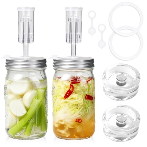 JOBVERT 2 Pack Fermentation Jar Kit,32 oz Mason Jar...