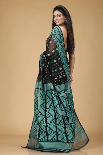 Image of OISHANI SAREE GHOR Women's Traditional Bengal Cotton Silk Soft Jamdani Saree - Beautiful design and Quality - Without Blouse Piece