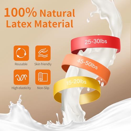 Weerstandsbanden(Set van 6), 6 Weerstandsniveaus (5–50 lbs), Fitness Elastieken van Natuurlijk Latex, Resistance Bands Set voor Vrouwen en Mannen, Ideaal voor Thuis, Gym, Yoga, Krachttraining - Afbeelding 4