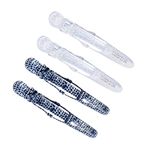 Colortrak Safari Chic Croc Clips, Holds Even the Smallest Sections in Place, Section Wet or Dry Hair Even During Cutting, Coloring and Styling, Unique, Double-hinged Design, Includes 4 Clips