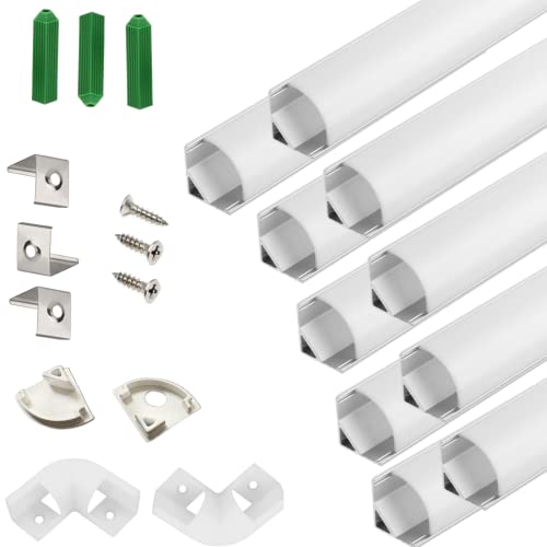THMOOTHER UV Resistance 3.28FT V Shape LED Strip Channel Diffuser,10-Pack Aluminum Profile with Frosted Cover and Corner Connector,Tape Mounting Track for Cabinet Stairs Wall Outdoor (3.28FT, 10) THMOOTHER UV Resistance 3.28FT V Shape LED Strip Channel Diffuser,10-Pack Aluminum Profile with Frosted Cover and Corner Connector,Tape Mounting Track for Cabinet Stairs Wall Outdoor (3.28FT, 10)