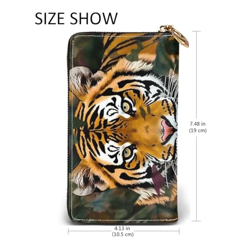 Leather Wallet for Women Men Bifold Wallet Ultra Slim Credit Card Holder Camouflage Tiger Ladies Clutch Purse2