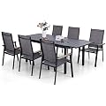 Sophia & William Patio Dining Set 7 Pieces, Aluminium Patio Dining Chairs Stackable with 1 Expandable 6-8 Person Dining Table, for Outdoor Lawn Garden Backyard Pool