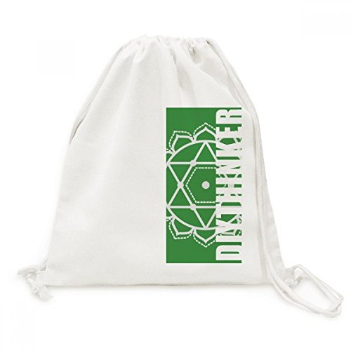 Toile Drawstring Backpack sac de voyage à cordon avec motif fleur géométrique rétro