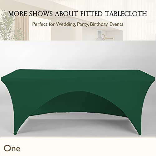 Fhberni Spandex Table Cover 8 ft. Fitted Polyester Tablecloth Stretch Table Cover Table Topper Open Back - Emerald Green by Fhberni - Used condition - Image 6
