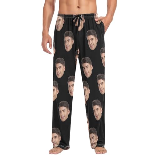 Solid Personalized Photo Face Pajama Pants for Men Custom Men's Pajama Bottoms Sleepwear Pj Lounge Pants4