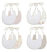 GZMM Baby Bib For Girls,Reversible Waterproof Handmade Natural Cotton Baby Drool Bib 0-12 months ...