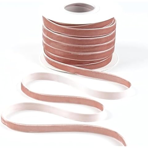 DINDOSAL Dusty Pink Velvet Ribbon 3/8 Inch Single Face Thin Velvet Ribbon for Gift Wrapping, Light Pink Ribbon for Christmas Decorations, Wedding, Ribbon for Hair Bows, Choker, Cafts, 25 Yards Cover