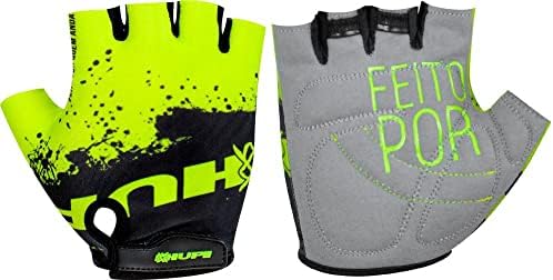 Luva Ciclismo Hupi Eco Dedo Curto Splash Amarelo/preto
