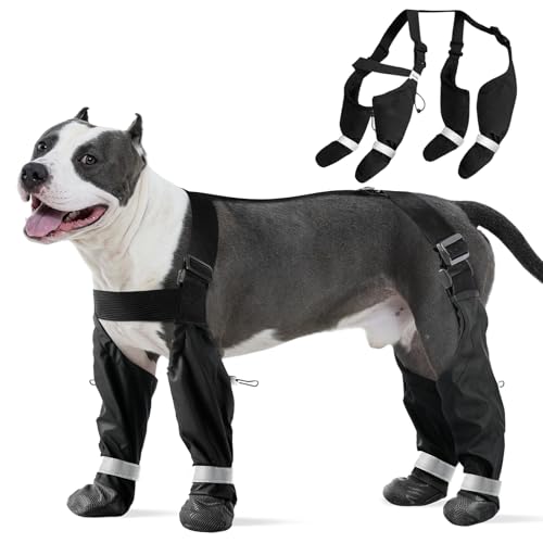 Waterproof Dog Suspender Boots, Reflective Anti-Slip Dog
