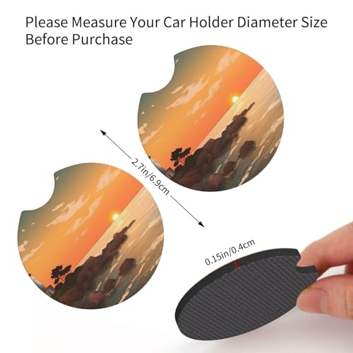 Portavasos para carro 2 piezas diseño paisaje atardecer miniatura 3
