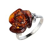 BALTICANA JEWELRY Sterling Silver and Baltic Honey Amber Rose Ring