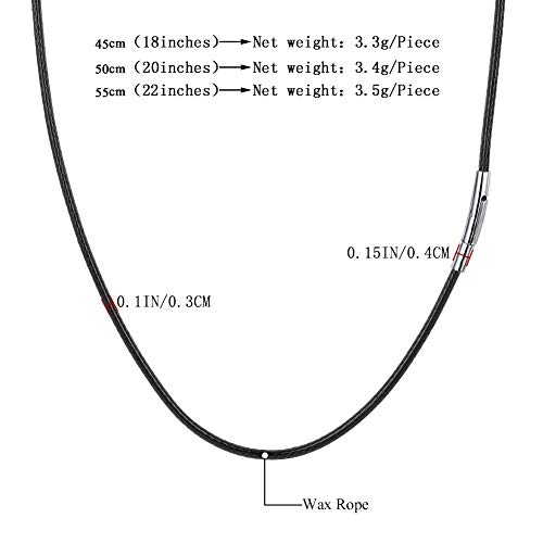 Tagaremuser 3 Collane in pelle, 3 mm, nero, in ecopelle, con chiusura in acciaio inox 316, per uomini e donne