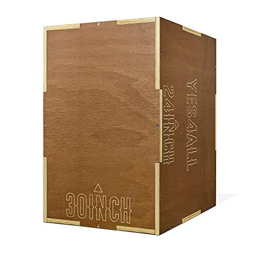 Image of Yes4All Plyo Box, 3-in-1 Wooden Box Jump for Home Gym, Lunges, Squats, Dips