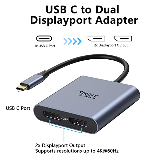Image of USB-C to Dual 4K DisplayPort Splitter Adapter, USB-C to DisplayPort (Pack of 2)