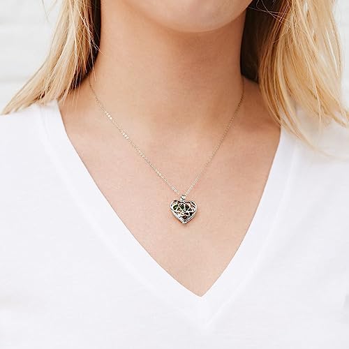Eve's Addiction Sterling Silver Personalized 6Mm Round Simulated Birthstone Heart Caged Locket (16" Chain) Personalized Mother's Necklace For Mother's Day Gifts #TOP2