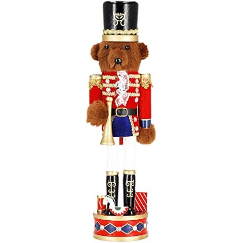 SPRINGOS Nussknacker Bär mit Militärmütze und Trompete 38 cm Dekofigur Weihnachtsdekoration Cover