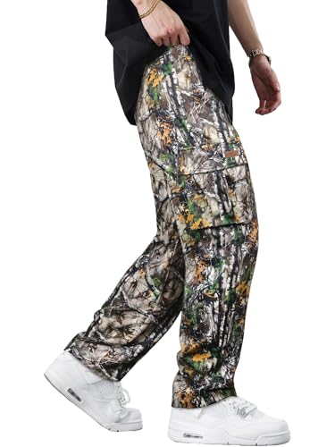 Image of Comdecevis Men's Casual Cargo Pants Workout Joggers Stretch Sweatpants Hiking Drawstring Tactical Pants with Multi Pockets