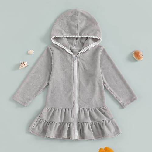 Image of Mubineo Toddler Girl Long Sleeve Swimsuit Beach Dress Cute Cover Ups Ruffle Bathing Suit Cover Up Kimono Kids Swimwear