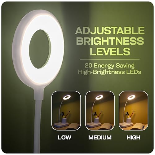 Image of WEIRD WOLF Table Lamp for Study Room I Study Lamp with 3 Color Modes, Adjustable Brightness Level I Touch Dimmer, Flexible Gooseneck I Rechargeable Lamp Light for Study I 6 Months Warranty