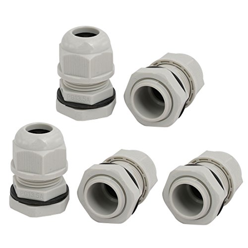 Aexit PG13.5 3mm-4.2mm Transmission Nylon 4 Holes Adjustable Cables Gland Connector Gray 5pcs