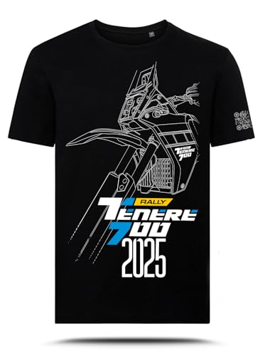 T-shirt avec graphique AZ Graphishop compatible avec Yamaha Ténéré 700 Rally 2025 TS-FM-202, Noir , XL