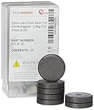 Y10 Ferrit - Magnet Für Kunst, Handwerk, Wissenschaft und Diy - 25mm Durchmesser x 5mm Dick - 0,6kg Zug - Pack von 20