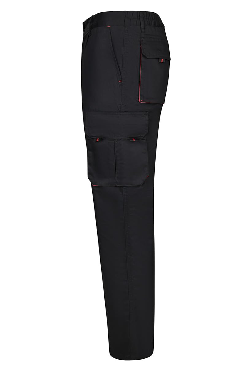 VELILLA 103004; Pantalón Bicolor Multibolsillos; Color Negro y Rojo; Talla 44
